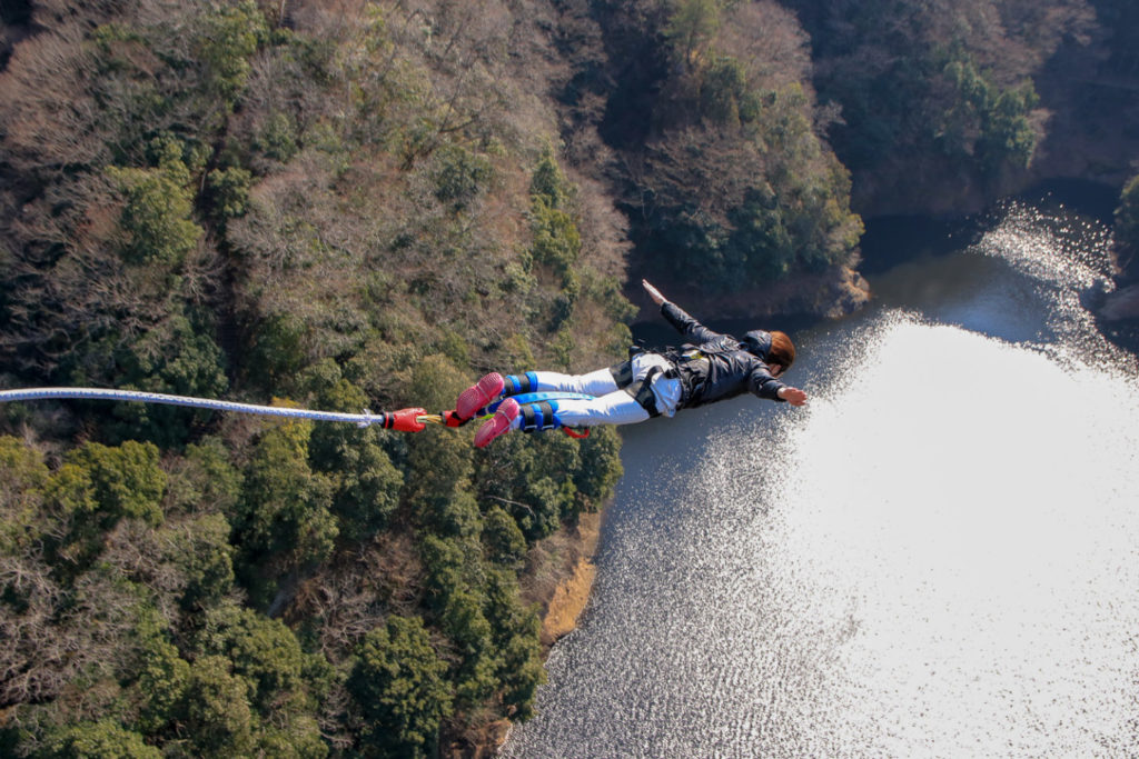 日本一 茨城県 竜神大吊橋バンジージャンプ 100mダイブ体験記